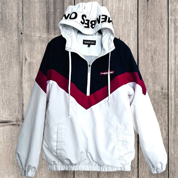 MEMBERS ONLY Red White Blue 1/4 Zip Hoodie Jacket S - Picture 1 of 5